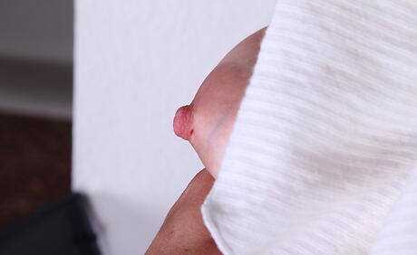 Sexy blonde older Sky exposes her ass in sexy glasses and jerks off 