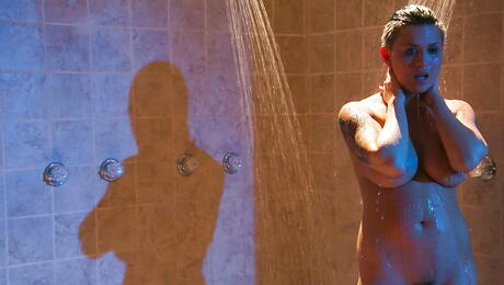 Sexy american porn star Eva Angelina in softcore shooting in shower